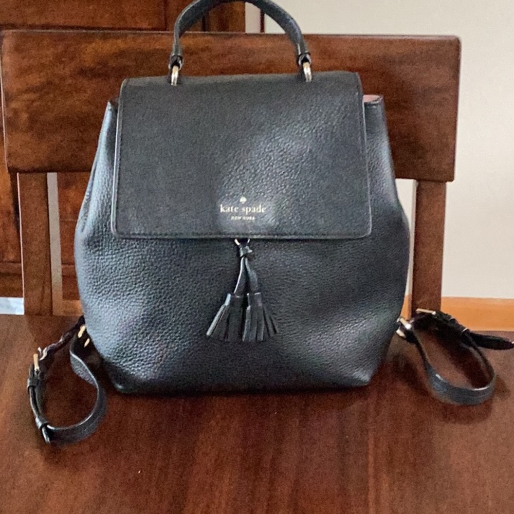 Kate spade black leather backpack